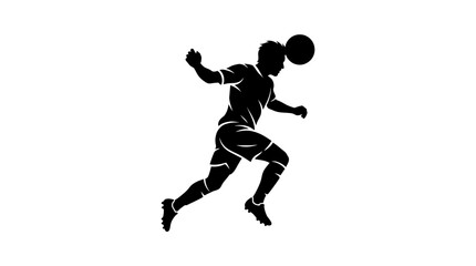 Fototapeta premium Soccer Player Silhouette Heading Ball - Dynamic Action Shot
