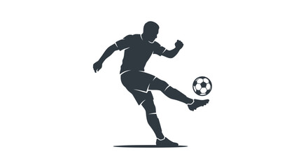 Fototapeta premium Silhouette of a soccer player kicking a ball on a white background