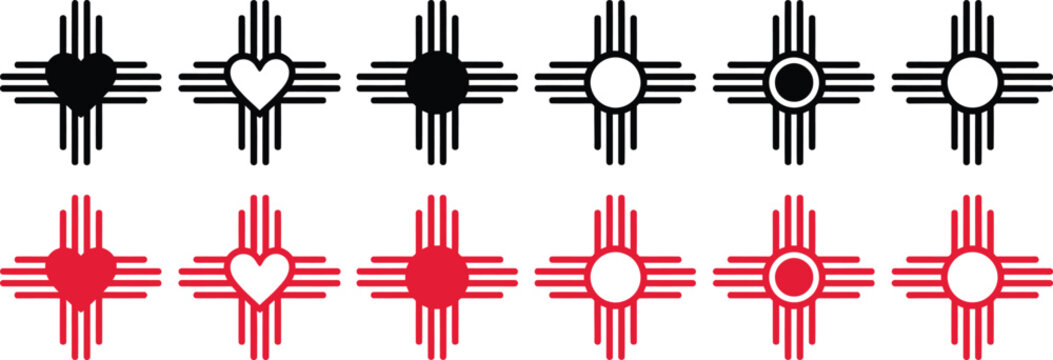 New mexico independence day zia symbol variations on white background