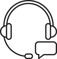 Obraz premium Headset with speech bubble icon representing customer support service communication concept in a simple line art style