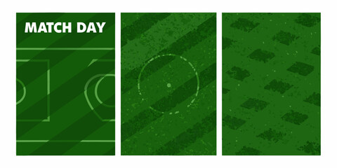 soccer field graphic with realistic texture and match day text football pitch sports broadcast design illustration vector pattern green background sport © Raj