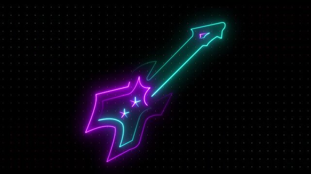 Guitar Eye-Catching Neon Electric Bass Guitar Icon Animation background, ideal for rock music event promotion, rock and roll, graphic neon guitar icon animated neon guitar icon 4k 