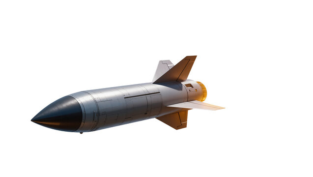 Isolated modern long-range tactical missile with powerful engine and sleek design