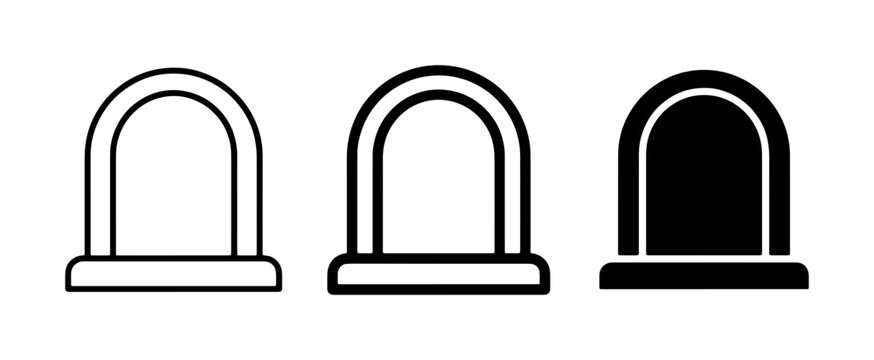 Tombstone Icons, Gravestone Symbols, Memorial Headstone Graphics, Cemetery Marker Vector Set