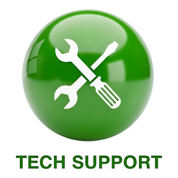 Tech Support Icon with Tools Isolated on Transparent Background