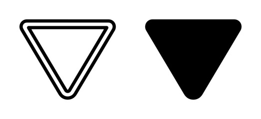 Yield Sign Vector Icons, Give Way Symbol, Traffic Warning, Road Safety, Black and White © Riya
