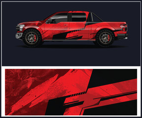 Fototapeta premium Dynamic Red Truck Wrap Design for Modern Vehicle Advertising