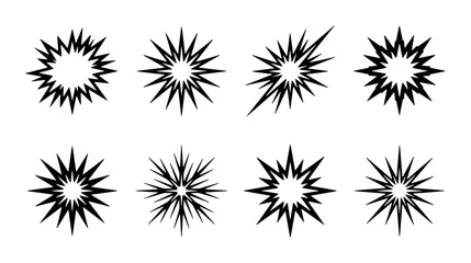 Explosion Starburst Icons, Bursting Energy Shapes, Dynamic Impact Elements, Graphic Design Accents © Farjan