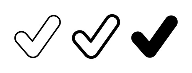 Checkmark Icons Set, Simple Tick Mark Graphics, Approved Symbol Vector Art, Confirmation Sign Collection © Dulal