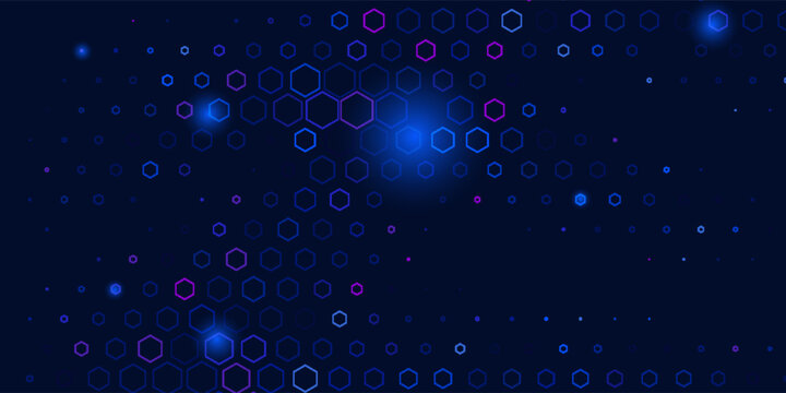 Abstract blue hexagon background. Futuristic technology digital hi tech concept background. Banner,