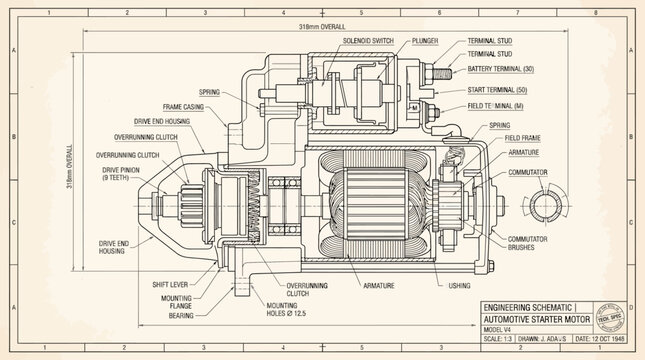 Automotive Starter Motor Engineering Schematic