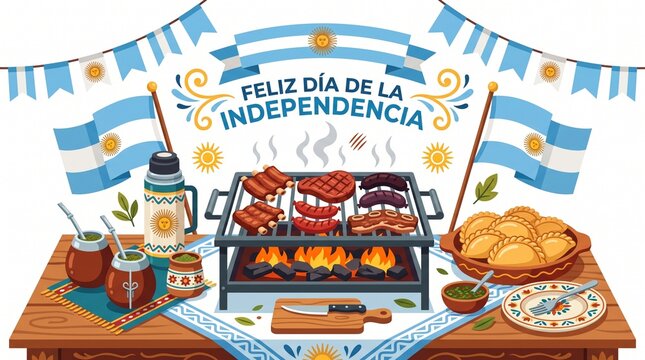 Argentina Independence Day Celebration with Traditional Asado, Empanadas and Mate Drink