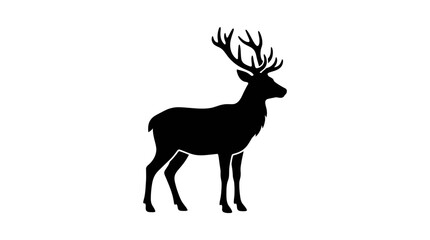 Deer silhouette, black stag icon, reindeer graphic, wildlife symbol isolated on White Background EPS © Mim
