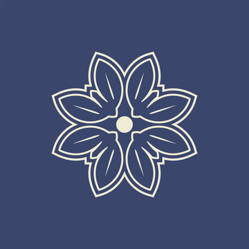 Elegant floral ornament featuring six stylized petals arranged in perfectly geometric