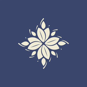 Single Floral pattern ornament featuring six stylized petals in geometric