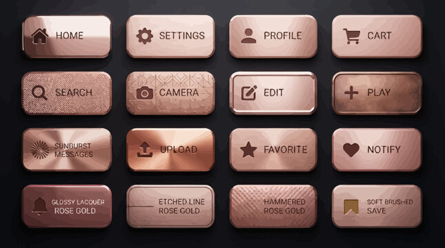 Luxury metallic rounded rectangle banners and frames in gold and silver for premium text