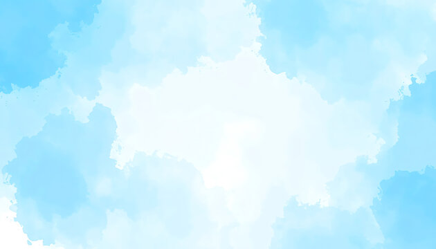 Abstract soft sky blue watercolor texture background, light diffused effect, subtle cloudy pattern