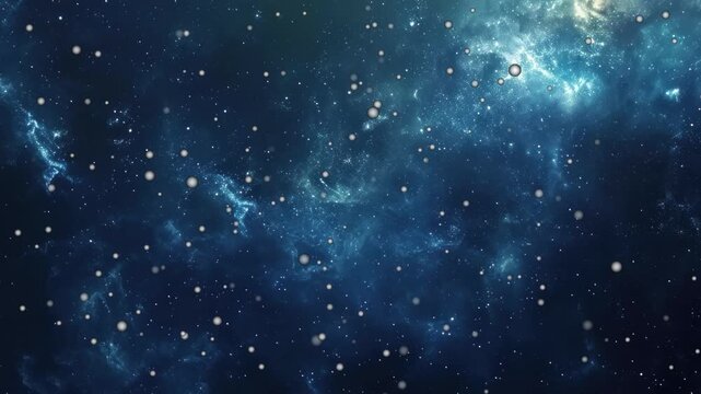 Loop Galaxy space travel glow gold blue turqoise nebula stars space, Starry night sky glowing shinning stars. twinkle stars.Seamless looped repetitive animation flight through deep space.