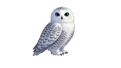 Fotobehang Uiltjes Isolated vector illustration of a beautiful snowy owl with striking blue eyes standing  © Francisco