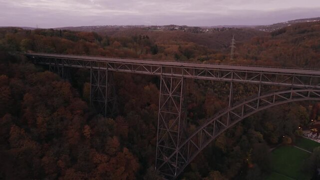 M&uuml;ngsten Bridge over autumn forest in the Bergisches Land Germany
