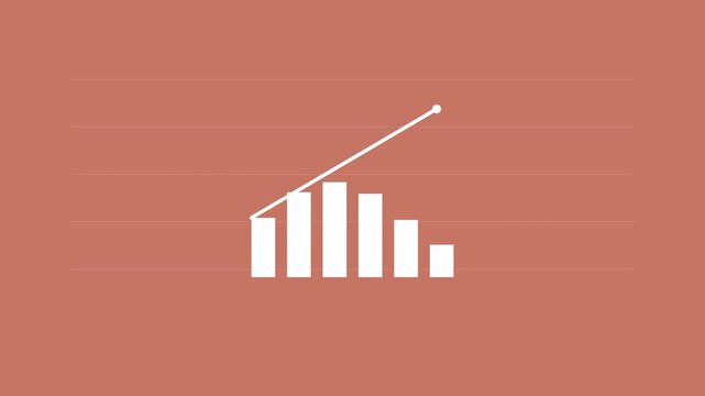 Minimalist Animated White Bar Chart on Terracotta Background Representing Data Analysis and Financial Statistics