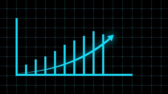 abstract cyan color business graph chart icon animation, business growth concept animation 