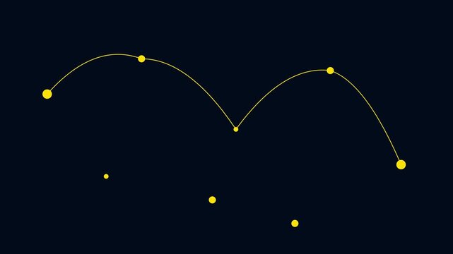 Minimalist animated line graph with bouncing motion points on dark animation 4k background, motion line graph