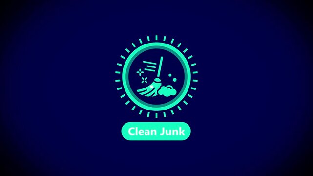 Clean junk digital animation: system optimization and maintenance concept for software and mobile apps