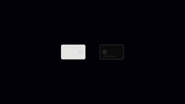 Minimalist floating credit cards animation: 4k white and black payment cards rotating on dark background