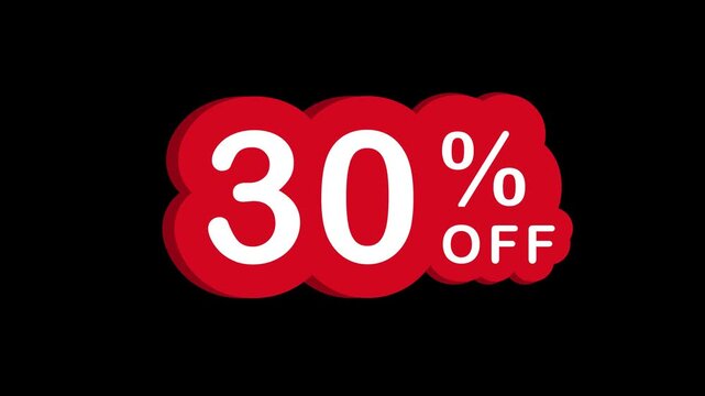 Discount label displays thirty percent off for retail sales events.