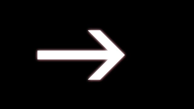 Minimalist black arrow pointing rightwards animation isolated on white background for video transition navigation next page and motion graphics. and 4k video ..