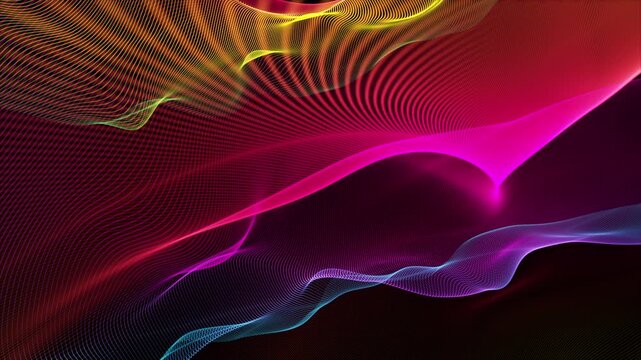 Fantastic video animation with particle wave object in slow motion, 4096x2304 loop 4K