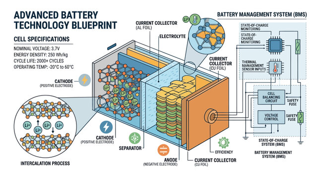 Advanced Battery Technology Blueprint: Lithium-ion Cell, BMS, Intercalation Process