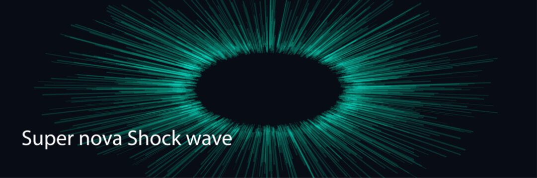 Abstract supernova shockwave with vibrant teal light rays on a dark background representing cosmic energy and powerful impact