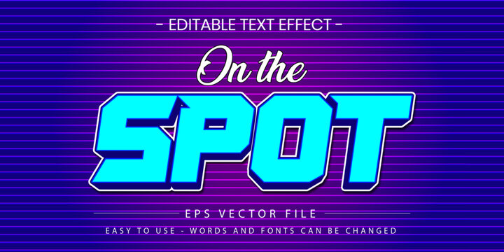 On the Spot cyber cyan retro line vector text effect