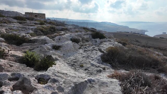 Ix-Xini hill, in the early morning, Gozo, Malta. High quality 4k footage