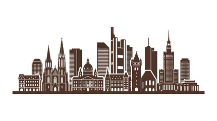Obraz premium A scenic city skyline illustration showcases various buildings downtown.