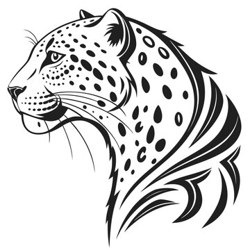 Black and white leopard head illustration