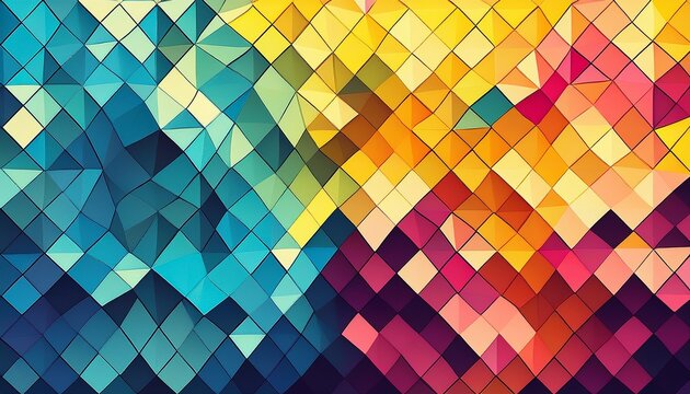 Abstract Cmyk Triangle Mosaic Background Texture Graphics Trendy Vibrant
