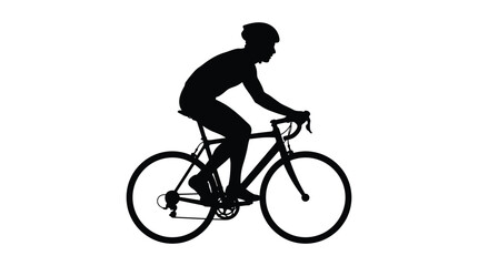 Obraz premium Cyclist On Road Bike Silhouette Against White Background