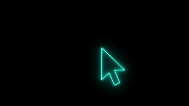 Neon cursor click icon. computer click concept.4k video.
