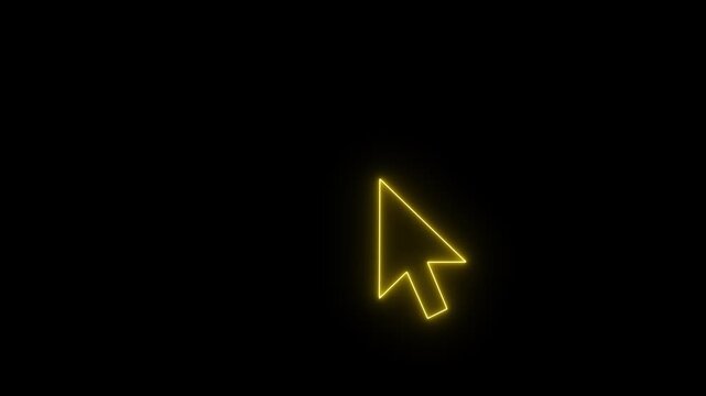 Neon cursor click icon. computer click concept.4k video.