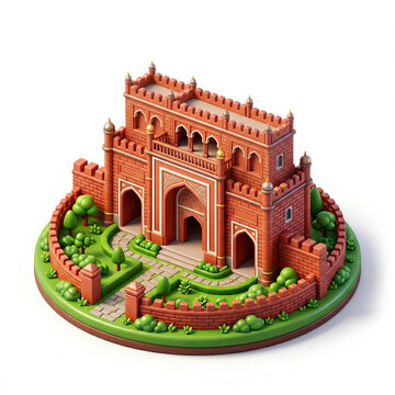 Little Red Fort - 3D Isometric India Landmark