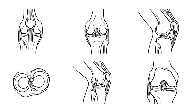 Human Knee Anatomy Medical Vector Illustration Leg Bone Structure Set