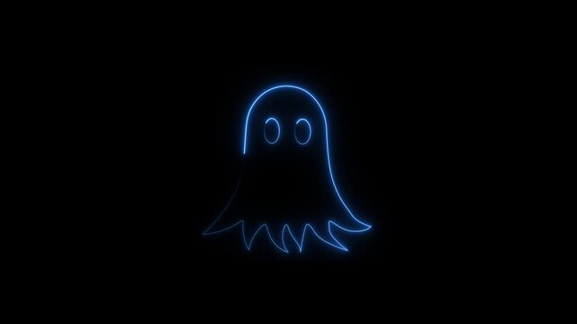 ghost neon Halloween Animated Glowing 4K video Sample motion animation.