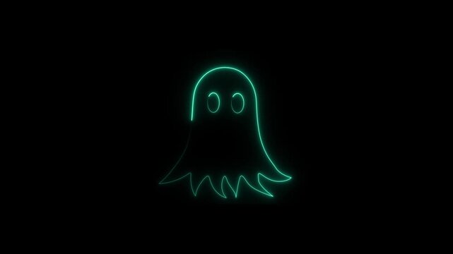 ghost neon Halloween Animated Glowing 4K video Sample motion animation.