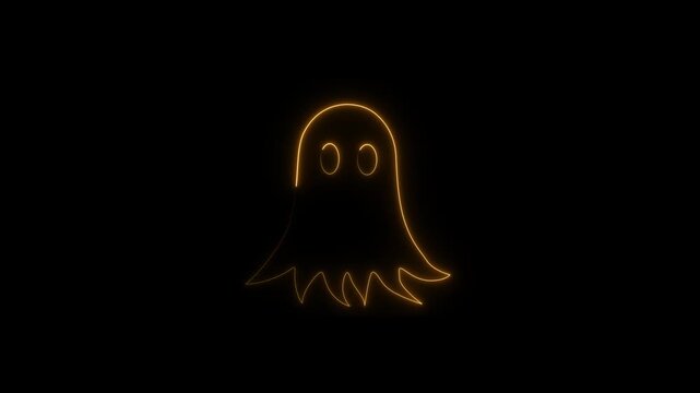 ghost neon Halloween Animated Glowing 4K video Sample motion animation.