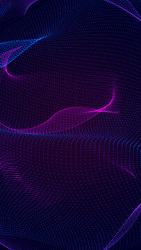 abstract blue and pink wave grid lines flow , futuristic ai technology and science vertical social media background