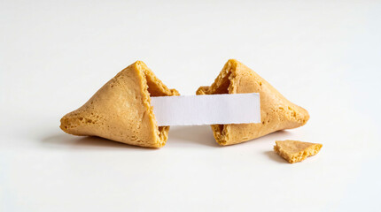 Fototapeta premium Broken golden triangle cookie with missing piece