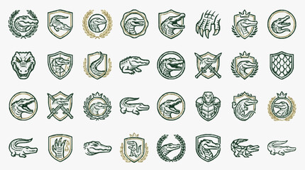 Fototapeta premium Collection of Vintage Alligator and Crocodile Emblem Logos